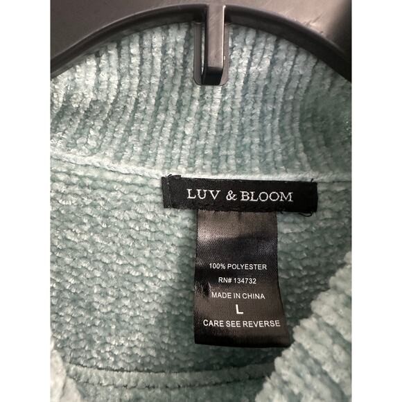 LUV & BLOOM Teal Green Crop Top Sweater Cowl Neck Women's Size Large Y2K - Picture 5 of 6